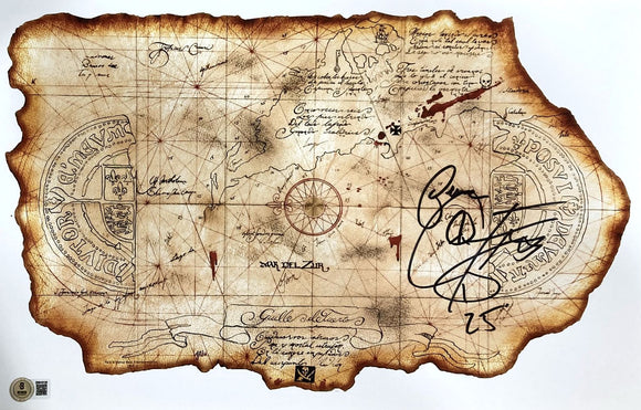 Corey Feldman Signed 11x17 The Goonies Map Photo Peace Inscribed BAS
