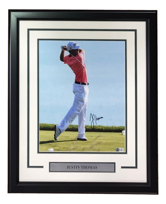 Justin Thomas Signed Framed 11x14 PGA Golf Photo BAS