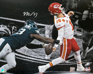 Milton Williams Signed 16x20 Eagles Super Bowl 59 Strip Sack Spotlight Photo BAS