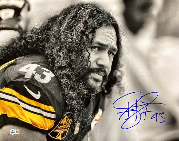 Troy Polamalu Signed 16x20 Pittsburgh Steelers Photo BAS ITP