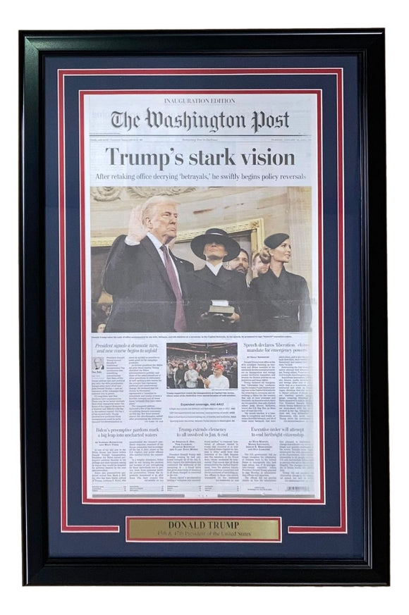 Donald Trump Framed Washington Post 2025 Inauguration Day Newspaper Cover